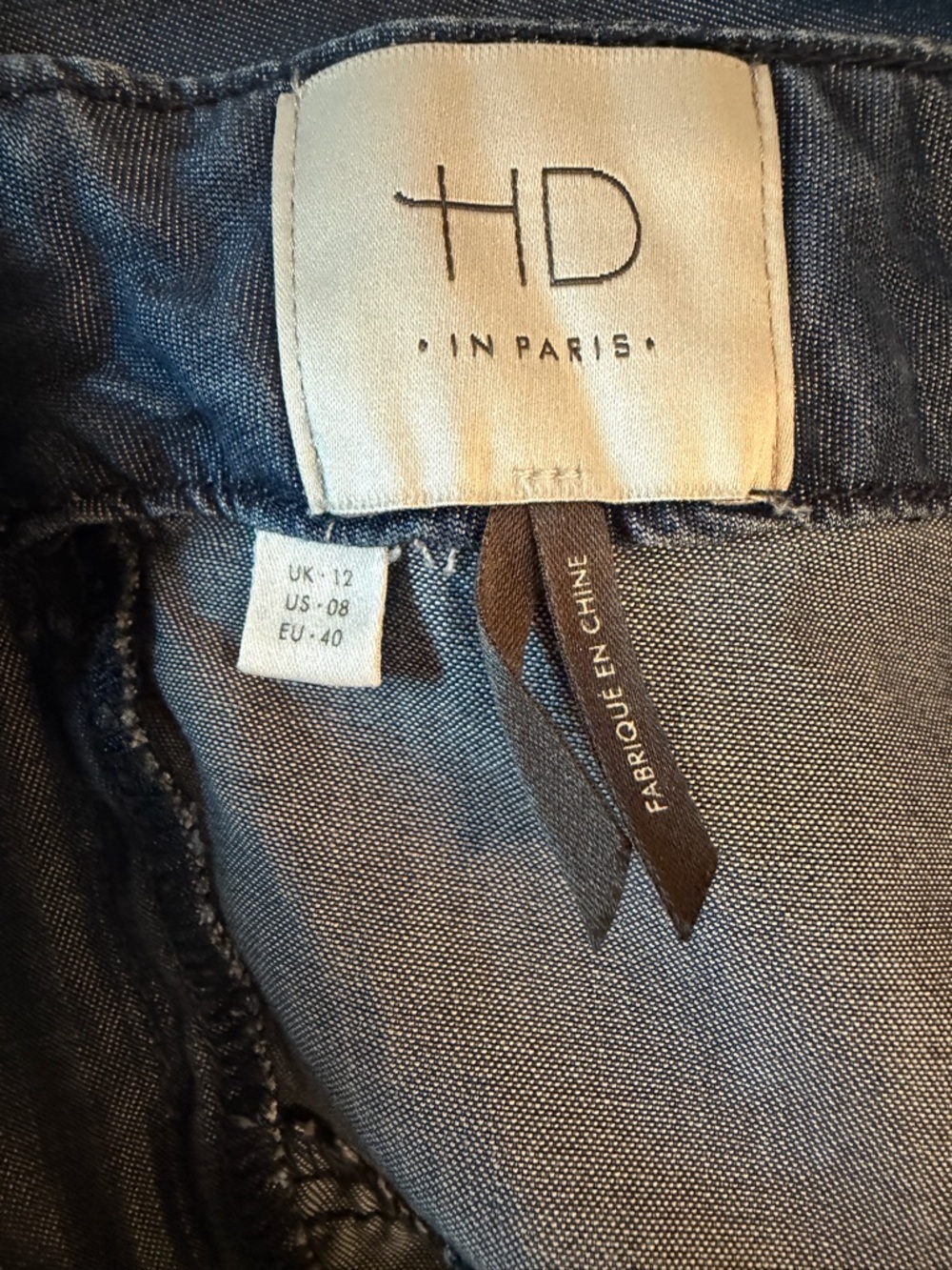HD in Paris Blue Asymmetrical Denim Handkerchief Hem Skirt - Picture 3 of 5